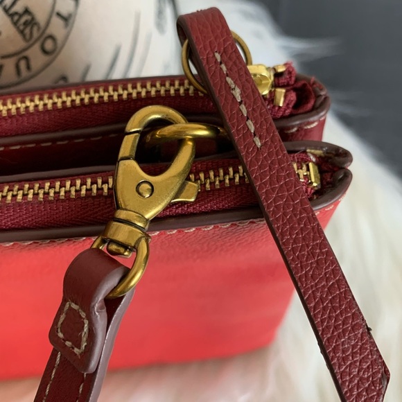 Fossil Crossbody Bag Burgundy/Red Cow Hide Leather - Picture 10 of 14